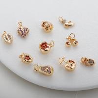Cubic Zirconia Micro Pave Brass Pendant, Fruit, gold color plated, DIY & different styles for choice & micro pave cubic zirconia, golden, nickel, lead & cadmium free, Sold By PC