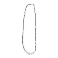 Zinc Alloy Jewelry Necklace with Titanium Steel & Plastic Pearl with 8cm extender chain silver color plated fashion jewelry & for woman silver color Length 45 cm Sold By PC