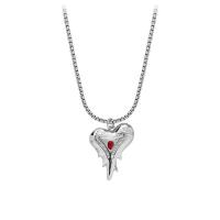 Titanium Steel Necklace with zinc alloy pendant with 5cm extender chain Heart silver color plated fashion jewelry & for woman & with rhinestone silver color Length 42 cm Sold By PC
