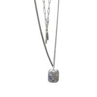 Titanstahl Halskette, mit Verlängerungskettchen von 5cm, Quadrat, Doppelschicht & Modeschmuck & unisex, originale Farbe, Länge:42 cm, 55 cm, verkauft von PC