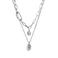Multi слой ожерелье, цинковый сплав, с 5cm наполнитель цепи, плакирован серебром, Двойной слой & ювелирные изделия моды & Женский, серебряный, не содержит никель, свинец, длина:40 см, 51 см, продается PC