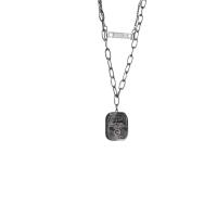 Collier d'acier titane, avec 5cm chaînes de rallonge, cadre, Double couche & bijoux de mode & unisexe, couleur originale, Longueur:49 cm, 59 cm, Vendu par PC
