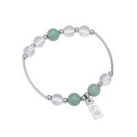 Bracelet de perles de verre, Acier titane, avec Des billes de verre, bijoux de mode & pour femme, Longueur:18 cm, Vendu par PC