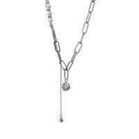Plastične biserna ogrlica, Cink Alloy, s Plastična Pearl, s 5cm Produžetak lanac, srebrne boje pozlaćen, modni nakit & za žene & s Rhinestone, srebro, nikal, olovo i kadmij besplatno, Dužina 40 cm, 12.5 cm, Prodano By PC