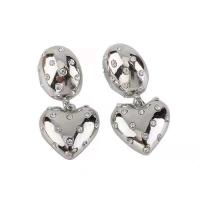 Zinc Alloy Drop Earrings Heart silver color plated fashion jewelry & for woman & with rhinestone silver color nickel lead & cadmium free Sold By Pair