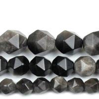 Grânulos de gemstone jóias, Prata+Obsidiana, DIY & tamanho diferente para a escolha & facetada, vendido por Strand