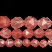 Fashion Glass Beads polished DIY & faceted cherry quartz Sold By Strand
