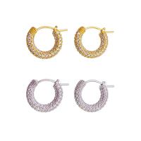 Cubic Zirconia Micro Pave Brass Earring, plated, micro pave cubic zirconia & for woman, more colors for choice, nickel, lead & cadmium free, 10.50mm, Sold By Pair