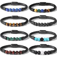 Gemstone Bracelets, with PU Leather, different materials for choice & Unisex, 8mm, Length:Approx 8.3 Inch, Sold By PC