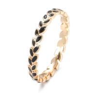 Brass Finger Ring Leaf rose gold color plated & for woman & enamel nickel lead & cadmium free 3mm US Ring Sold By PC