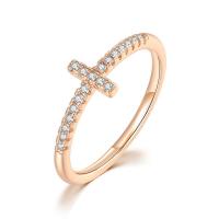 Cubic Zirconia Micro Pave Brass Ring, Cross, plated, different size for choice & micro pave cubic zirconia & for woman, more colors for choice, nickel, lead & cadmium free, 7mm, US Ring Size:5-10, Sold By PC
