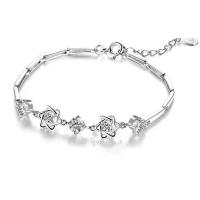 Rhinestone Bracelet, Cupronickel, Hexagram, platinum plated, for woman & with rhinestone & hollow, nickel, lead & cadmium free, Length:Approx 7.5 Inch, Sold By PC