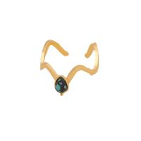 Stainless Steel Finger Ring 304 Stainless Steel with turquoise gold color plated adjustable & for woman 16mm Sold By PC
