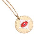 Evil Eye Jewelry Necklace 304 Stainless Steel with 1.97inch extender chain real gold plated for woman & enamel 15mm Length Approx 15.7 Inch Sold By PC