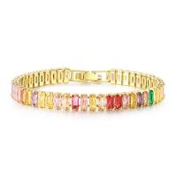 Cubic Zirconia Micro Pave Brass Bracelet, Rectangle, plated, different size for choice & micro pave cubic zirconia & for woman, more colors for choice, nickel, lead & cadmium free, 2.50x5mm, Sold By PC
