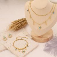 Moda jóias de turquesa, Aço inoxidável 304, with turquesa, banhado a ouro genuino, joias de moda & para mulher, Mais cores pare escolha, vendido por PC