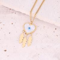 Evil Eye Jewelry Necklace, 304 Stainless Steel, with Resin, with 1.97inch extender chain, real gold plated, fashion jewelry & for woman, more colors for choice, Length:Approx 15.7 Inch, Sold By PC
