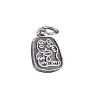 Thailand Sterling Silver Pendants, Antique finish, DIY & double-sided, silver color, 13x9mm, 10PCs/Lot, Sold By Lot