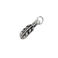 Thailand Sterling Silver Pendants Feather Antique finish DIY silver color Approx 4mm Sold By Lot