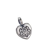 Thailand Sterling Silver Pendants, Heart, Antique finish, DIY, silver color, 13.20x9.10x1.70mm, Hole:Approx 2.5mm, 10PCs/Lot, Sold By Lot