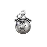 Thailand Sterling Silver Pendant Bell Antique finish DIY silver color Sold By Lot