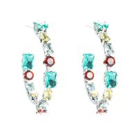 Zinc Alloy Stud Earring fashion jewelry & micro pave cubic zirconia & for woman multi-colored nickel lead & cadmium free 30mm Sold By Pair