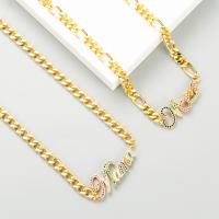 Cubic Zircon Micro Pave Brass Necklace with 1.97inch extender chain 18K gold plated fashion jewelry & micro pave cubic zirconia & for woman golden nickel lead & cadmium free Length Approx 16.54 Inch Sold By PC