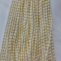Perlas Arroz Freshwater, Perlas cultivadas de agua dulce, Bricolaje, Blanco, 3.5-4mm, Vendido para aproximado 15 Inch Sarta
