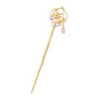 Hair Stick, Brass, with Shell & Freshwater Pearl, plated, for woman, more colors for choice, nickel, lead & cadmium free, 162mm, Sold By PC