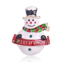 Christmas Brooches Zinc Alloy Snowman gold color plated for woman & enamel white nickel lead & cadmium free Sold By PC