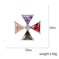 Cubic Zirconia Brooch, Brass, Pinwheel, gold color plated, micro pave cubic zirconia & for woman, multi-colored, nickel, lead & cadmium free, 19x19mm, Sold By PC