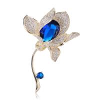Cubic Zirconia Brooch, Brass, Lily, gold color plated, micro pave cubic zirconia & for woman, more colors for choice, nickel, lead & cadmium free, 41x63mm, Sold By PC
