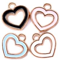 Tibetan Style Enamel Pendants, Heart, gold color plated, Unisex & hollow, more colors for choice, nickel, lead & cadmium free, 14x15mm, Approx 100PCs/Bag, Sold By Bag