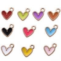 Tibetan Style Enamel Pendants, Heart, gold color plated, Unisex, more colors for choice, nickel, lead & cadmium free, 9x10mm, Approx 100PCs/Bag, Sold By Bag