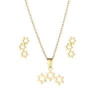 Fashion Stainless Steel Jewelry Sets Stud Earring & necklace 304 Stainless Steel 2 pieces & fashion jewelry & for woman golden Length Approx 17.72 Inch Sold By Set