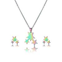 Fashion Stainless Steel Jewelry Sets, Stud Earring & necklace, 304 Stainless Steel, 2 pieces & fashion jewelry & for woman, multi-colored, Length:Approx 17.72 Inch, Sold By Set