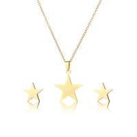 Fashion Stainless Steel Jewelry Sets Stud Earring & necklace 304 Stainless Steel Star 18K gold plated 2 pieces & fashion jewelry & for woman golden Length Approx 17.72 Inch Sold By Set