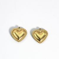 Pendientes Corazón de acero inoxidable, acero inoxidable 304, pulido, Bricolaje, dorado, 14.70x15mm, Vendido por UD