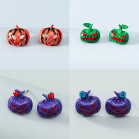 Zinc Alloy Stud Earring Pumpkin plated & for woman & with rhinestone Sold By Pair