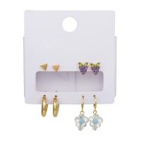 Tibetan Style Drop Earrings, with Acrylic, gold color plated, micro pave cubic zirconia & for woman, gold, Sold By Pair