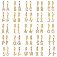 Cubic Zirconia Micro Pave Brass Earring, Alphabet Letter, gold color plated, different styles for choice & micro pave cubic zirconia & for woman, gold, 24x8mm, Sold By PC