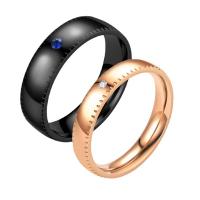 Titanium Steel Finger Ring, plated, different size for choice & micro pave cubic zirconia, more colors for choice, Sold By PC