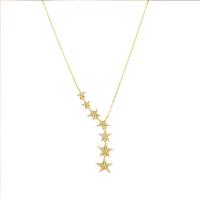 Cubic Zircon Micro Pave Brass Necklace, Star, plated, micro pave cubic zirconia & for woman, more colors for choice, nickel, lead & cadmium free, Length:Approx 15.7 Inch, Sold By PC