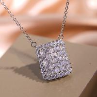 Cubic Zircon Micro Pave Brass Necklace Geometrical Pattern platinum plated oval chain & micro pave cubic zirconia & for woman nickel lead & cadmium free Length Approx 16 Inch Sold By PC