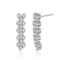 Cubic Zirconia Micro Pave Brass Earring, platinum plated, micro pave cubic zirconia & for woman, nickel, lead & cadmium free, 5x30mm, Sold By Pair