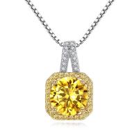 Cubic Zircon Micro Pave Brass Necklace Square plated box chain & micro pave cubic zirconia & for woman nickel lead & cadmium free Length Approx 20 Inch Sold By PC