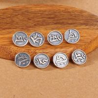 Thaimaa Sterling Silver Button Havainnot, Pyöreä, Erilaisia ​​malleja valinta, hopea, 10x1.60mm, Reikä:N. 4mm, 10PC/erä, Myymät erä