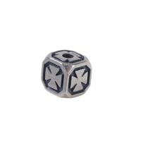 Thailand Sterling Silver Spacer Bead, Square, Antique finish, DIY, silver color, 6.40x6.40mm, Hole:Approx 2mm, 10PCs/Lot, Sold By Lot