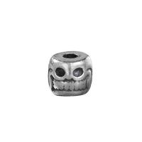 Thailand Sterling Silver Spacer Bead, Skull, Antique finish, DIY, silver color, 5.80x6.50mm, Hole:Approx 2.5mm, 10PCs/Lot, Sold By Lot