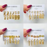 Brincos de gota de liga de zinco, cromado de cor dourada, 6 peças & joias de moda & para mulher, dourado, vendido por Defina